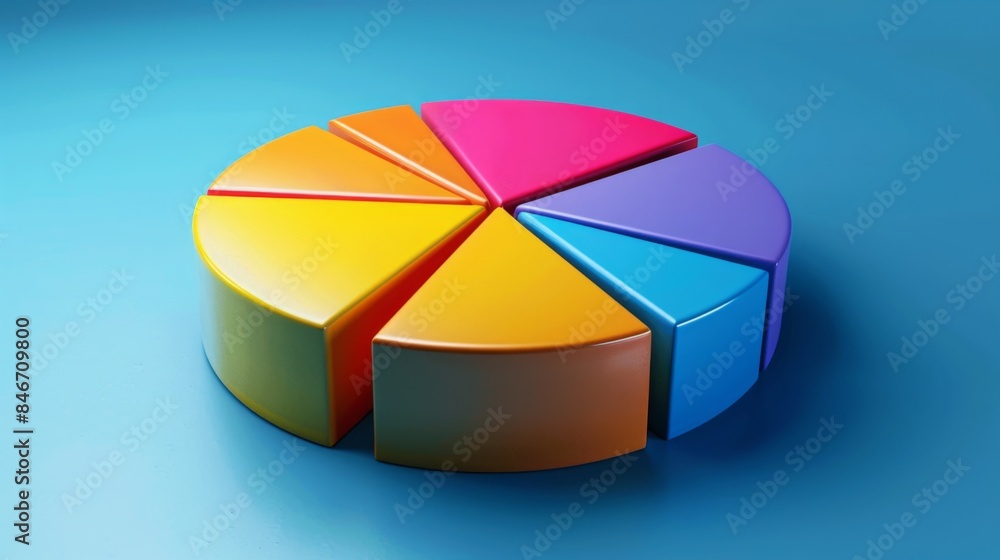 Poster close-up of a pie chart graph showing quarterly sales performance metrics and growth trends.