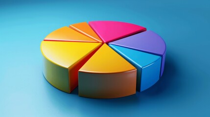 Fototapeta premium Close-up of a pie chart graph showing quarterly sales performance metrics and growth trends.