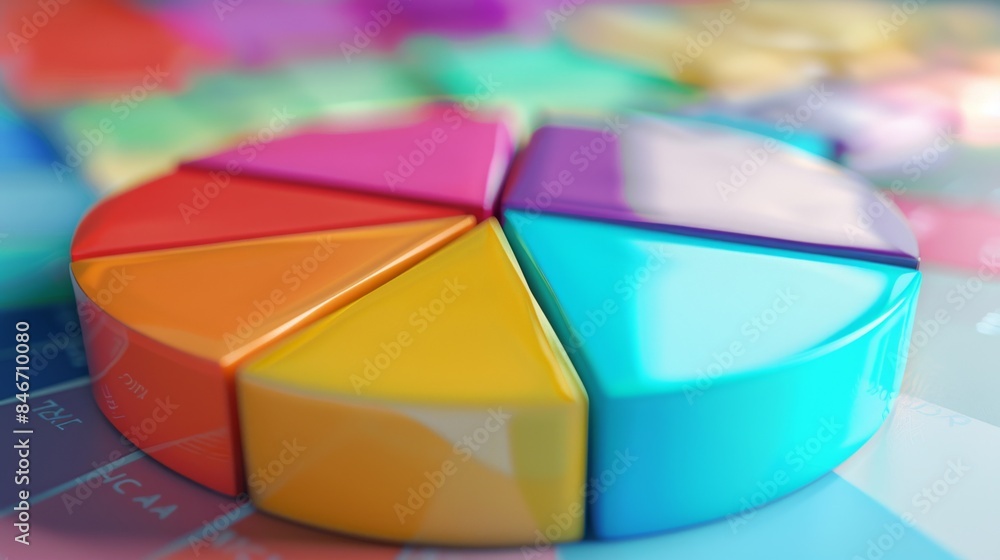 Fototapete close-up of a pie chart showing budget allocation percentages for different expense categories.