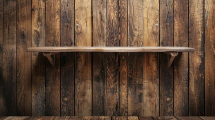 Wooden wall backdrop with shelf