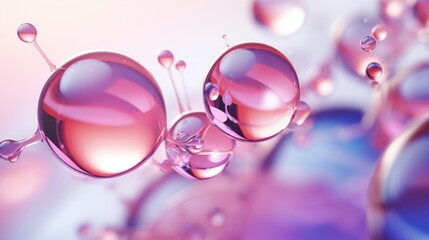 Illuminating Cosmetic Essence: 3D Rendering of Molecule Inside Liquid Bubble Stock Illustration