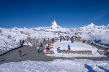 matterhorn at gornergrat rail way station view point is the most famous place to see matterhorn in...