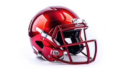 Fototapeta premium Red American football helmet isolated on a white background