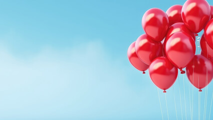 Red Balloons Against a Blue Sky Background

