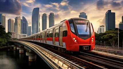 Naklejka premium train in the city