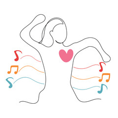 Sketch lifestyle concept minimal girl woman dance aerobics drawing line art. Female exercise hand drawn line concept with white ioslated background. Abstract,vector,illustration.