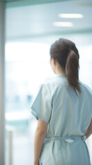 女, 女性, 女医, 医師, 看護師, 病院, ナース, 医療, 女性の後ろ姿, woman, female, female doctor, doctor, nurse, hospital, medical, woman back