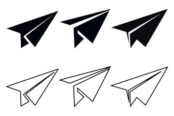 Paper airplanes icon set. Vector illustration