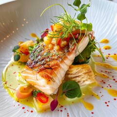 fish steak with vegetables