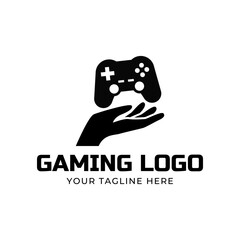 Game console and video games stick logo design template logo.