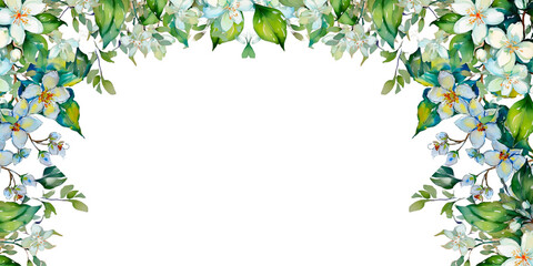 Elegant Floral Illustration: Pink Flowers and Jasmine Greenery Bouque