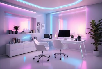 minimalist interior design style futuristic home office sleek furniture state of the art technology