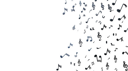 Musical notes on a transparent background