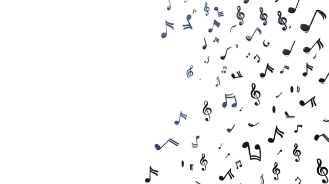 Musical notes on a transparent background