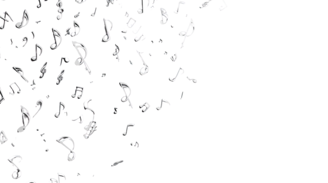 Musical notes on a transparent background