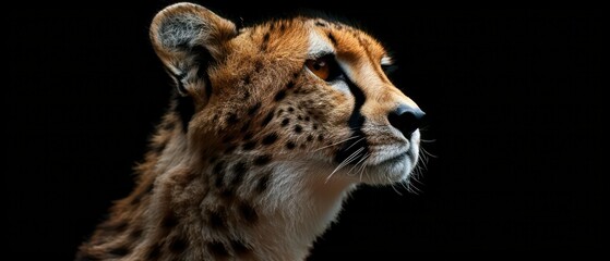 Obraz premium cheetah turns away, its highlighted against the enveloping darkness of the background