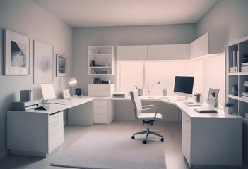 minimalist interior design style futuristic home office sleek furniture state of the art technology