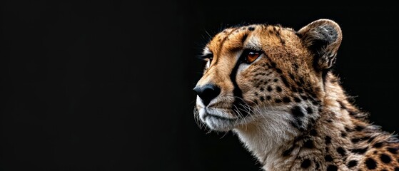 Obraz premium cheetah turns away, its highlighted against the enveloping darkness of the background