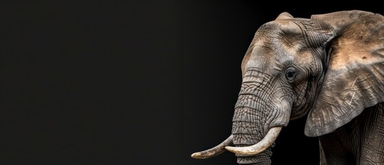 elephant, emblem of wildlife, stands isolated, its trunk and tusks symbolizing nature's grandeur