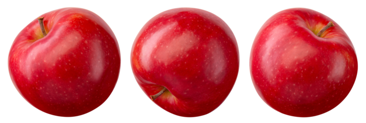 Red apple isolated png. Red apple collection on transparent background. PNG format. Red apple set with no background. Full depth of field.
