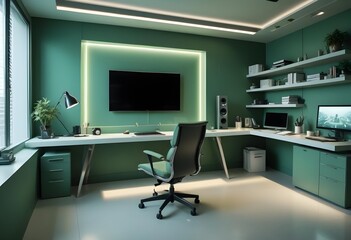 minimalist interior design style futuristic home office sleek furniture state of the art technology