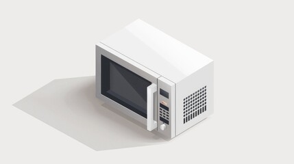 Fototapeta premium Isometric representation of an open microwave icon for web design on a white background