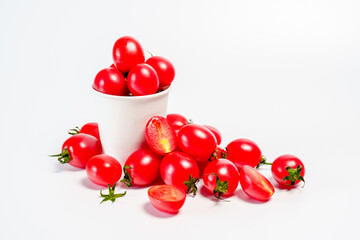 Studio shot photo of cherry tomato against white background