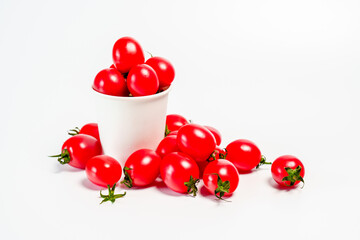 Studio shot photo of cherry tomato against white background