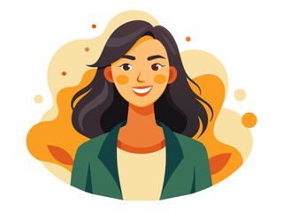 Latina Woman Smiling in Casual Outfit - Joyful Expression Vector Illustration