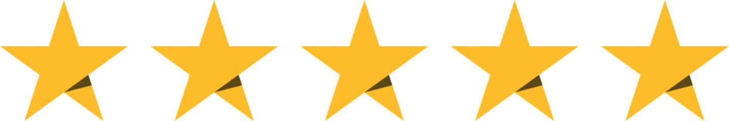 Five stars testimonial product rating flat black edgy icon for apps, UI, template and websites. Product Quality, Feedback, Customer review. review service, satisfaction. 5 score. Vector design.