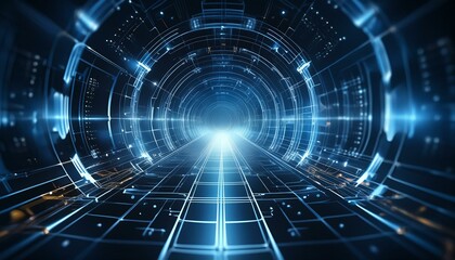 Obraz premium realm passage portal corridor in cyberspace virtual space digital futuristic 