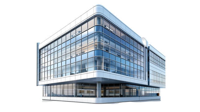 Modern business building on a transparent background