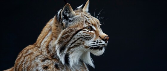 Obraz premium lynx looking away against a black background