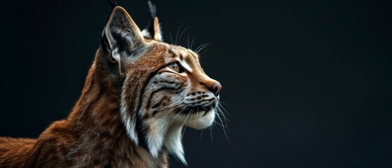 Fototapeta premium lynx looking away against a black background