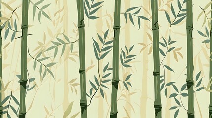 Obraz premium Muted Green Bamboo Border with Repeating Flat Pattern Design