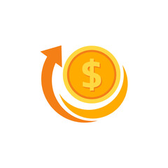 Money bag flat vector icon or logo with dollar logo, for business icon, and payment