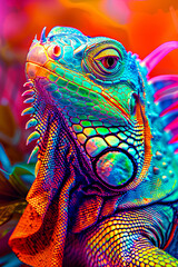 Obraz premium A colorful iguana with vibrant scales.