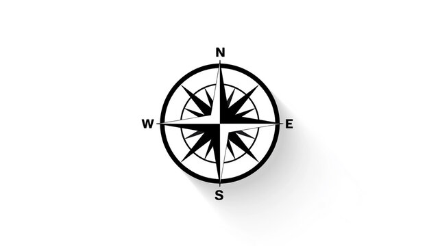 black compass icon on white background.