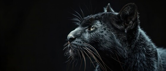 Panther's silhouette against black; elegant, powerful, sleek, majestic, and unmistakably dominant