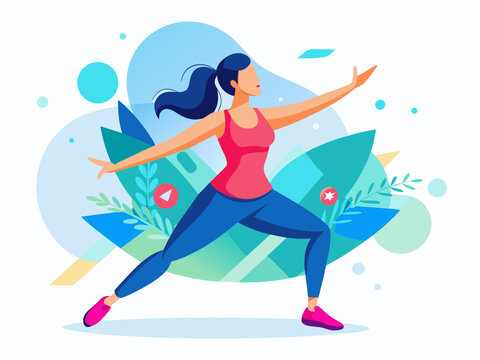Woman Doing Zumba - Abstract Soft Hue Background Vector Art