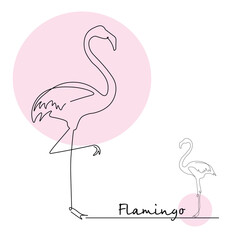 Flamingo design illustration, south, resort, contour line drawing.