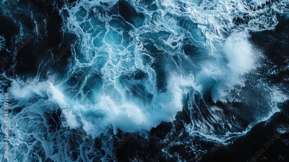Poster a large wave crashing into the ocean