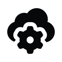 Gear with cloud showing icon of cloud setting, cloud management