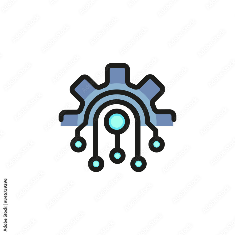 Poster computer engineering line icon. system, processor, development. technology concept. vector illustrat