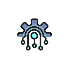 Computer engineering line icon. System, processor, development. Technology concept. Vector illustration can be used for topics like interface, software, hardware