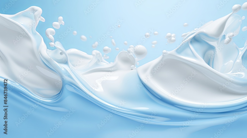 Wall mural Milky Way - 3D Rendering of Milk Ripple Splash Background for Captivating Stock Illustration