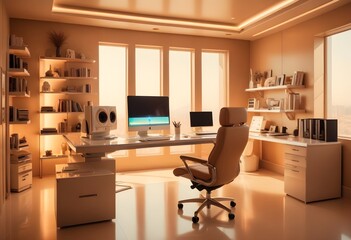 minimalist interior design style futuristic home office sleek furniture state of the art technology