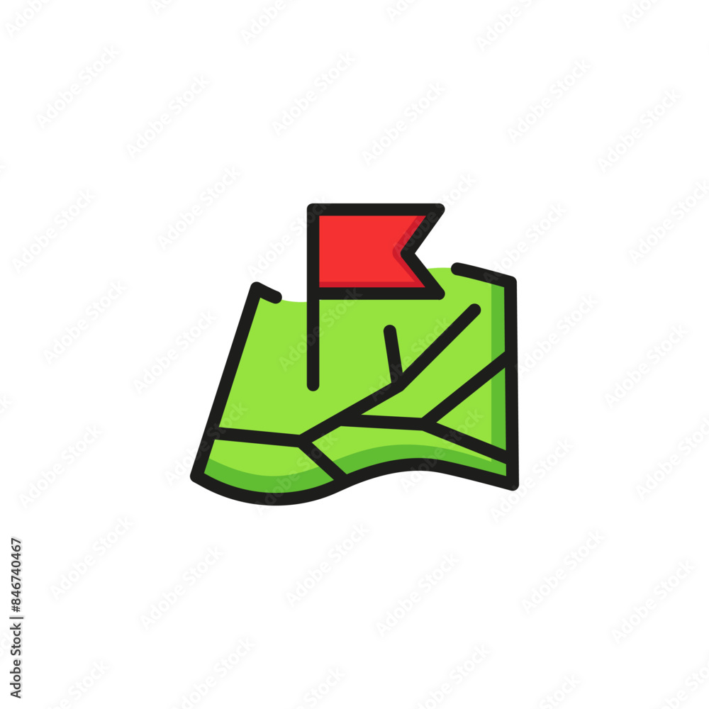 Poster flag map pin line icon. paper, pointer, marker. navigation concept. can be used for topics like loca