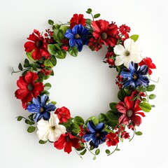 Memorial Day wreath on a white background,