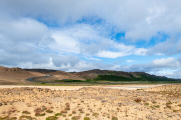Iceland Akureyri landcape of the sulfur fields, Hverir geothermal area